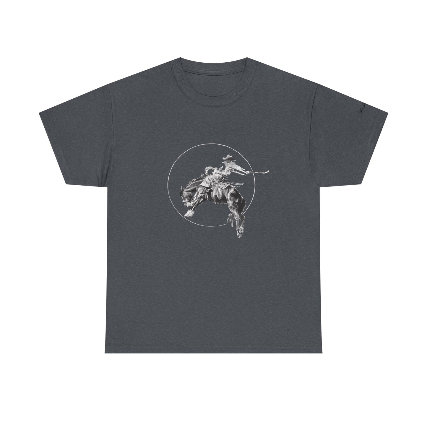 Unisex Cotton Tee - "Bronc" Teal Blake