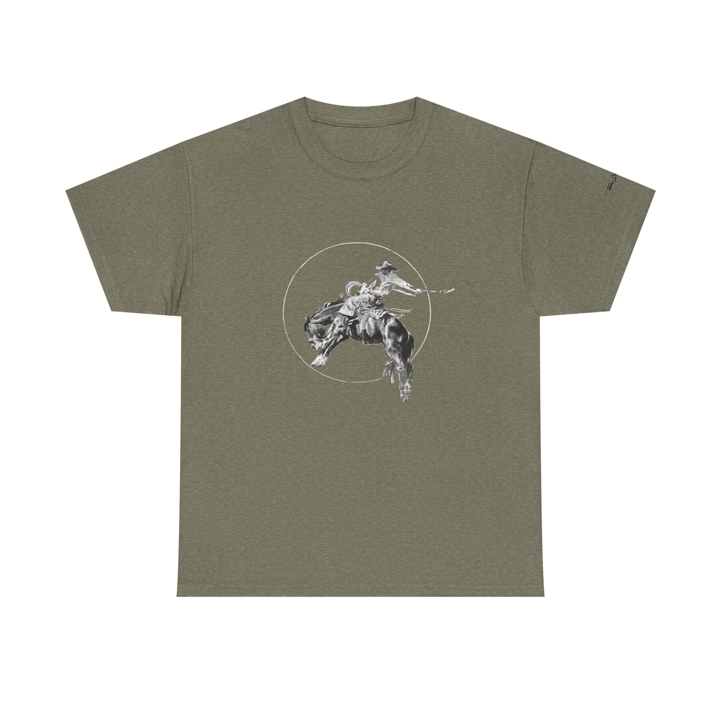 Unisex Cotton Tee - "Bronc" Teal Blake