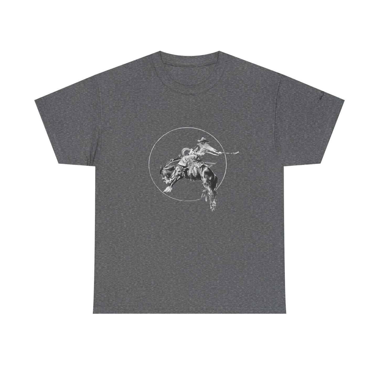 Unisex Cotton Tee - "Bronc" Teal Blake
