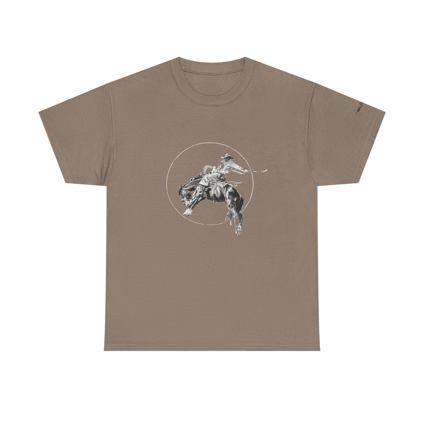 Unisex Cotton Tee - "Bronc" Teal Blake